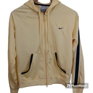 Nike woman's hoddie jacket size S (4/6) yellow full zip Long sleeve pockets